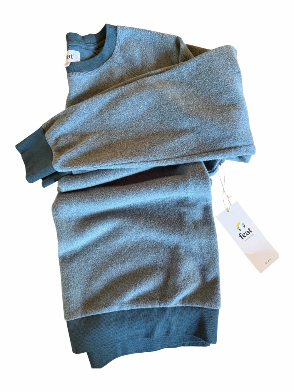 Feat Unisex Blanketblend Crewneck Fleece Sweatshirt in Teal Blue